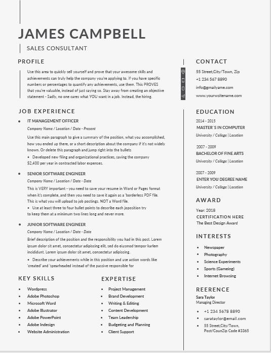 ATS Classic resume template preview